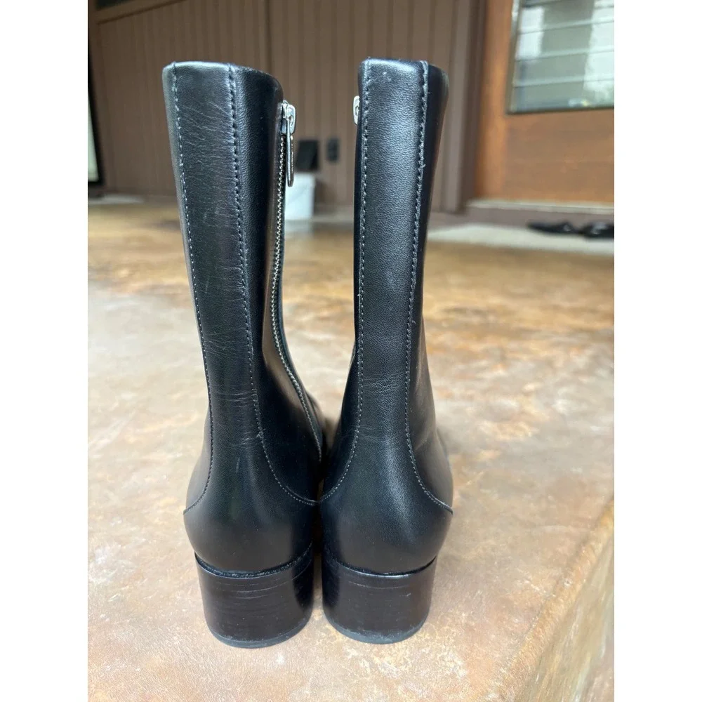 3.1 Philip Lim Black Leather Side Zip Almond Toe Lucien Archive Boot - EU38 US8